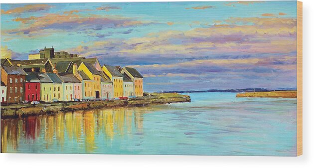 Galway Harbour Wood Print featuring the painting The Long Walk Galway by Conor McGuire