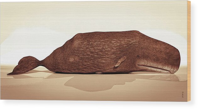 Sperm Whale Wood Print featuring the digital art Whale by Matthew Lindley