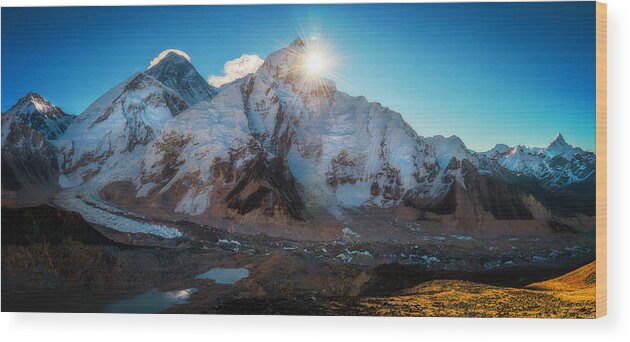 Nepal Wood Print featuring the photograph Sunrise On Everest by Owen Weber