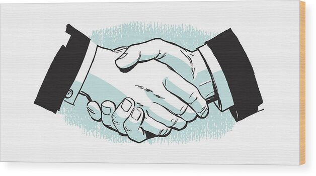 Agree Wood Print featuring the drawing Handshake #8 by CSA Images