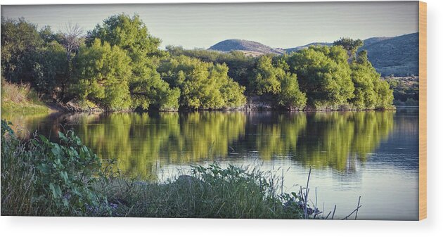 Arivaca Lake Wood Print featuring the photograph At First Light by Elaine Malott