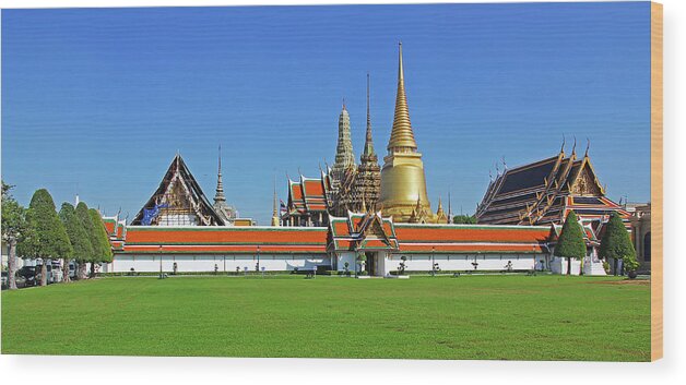 Bangkok Wood Print featuring the photograph Bangkok, Thailand - Wat Phra Kaew - Temple of the Emerald Buddha by Richard Krebs