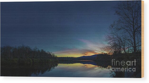 Blue Ridge Parkway Wood Print featuring the photograph Blue Ridge Parkway Mountain Lake Sunset 789G by Ricardos Creations