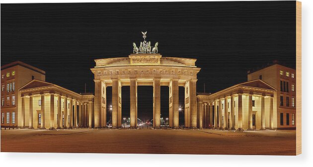 Cold War Wood Print featuring the photograph Brandenburg Gate Panorama by Michaelutech