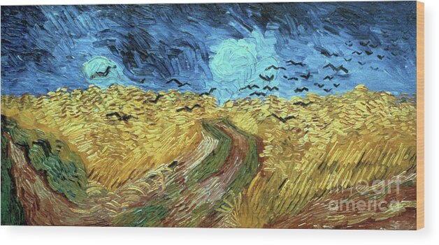 Tranquility Wood Print featuring the drawing Crows Over Wheatfield, 1890. Artist by Print Collector
