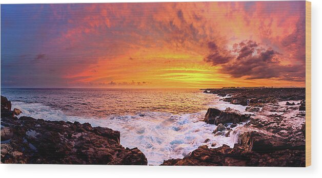 Sunset Wood Print featuring the photograph Kona Sorbet Sunset by Jason Chu