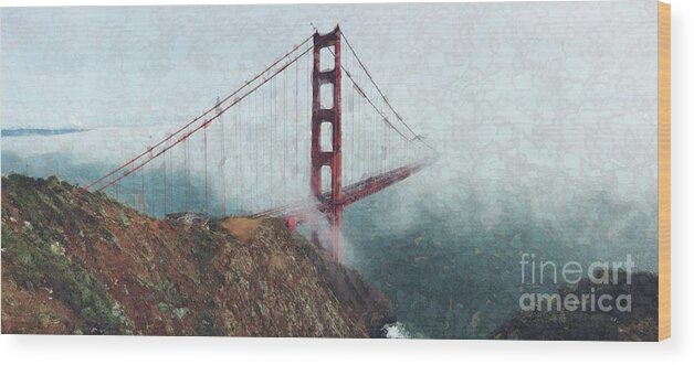 Golden Gate Bridge Wood Print featuring the digital art The Way by Bill King