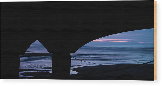Abstract Wood Print featuring the photograph Under the bridge to the ocean by Local Snaps Photography