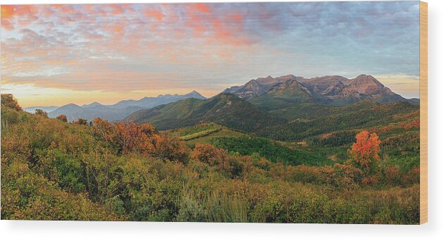 Utah Wood Print featuring the photograph Wasatch Back Fall Panorama by Wasatch Light