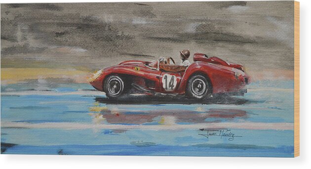 Ferrari Wood Print featuring the painting 250 TR Victoria by Juan Mendez