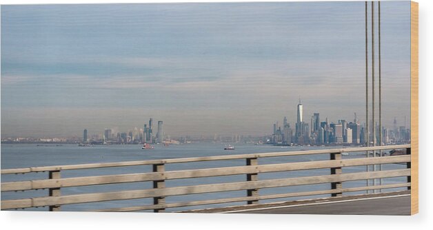 Manhattan Wood Print featuring the photograph New York City Skyline On A Cloudy Day #63 by Alex Grichenko