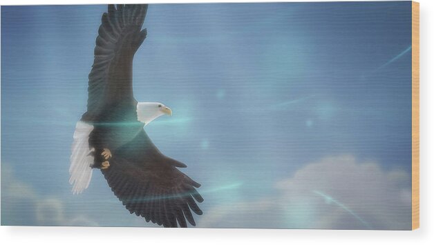 Birds Wood Print featuring the digital art Art - Bird of Freedom by Matthias Zegveld