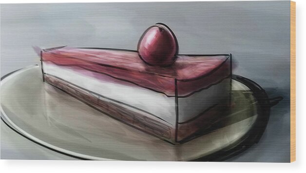 Cherry Wood Print featuring the digital art Art - Great Cherry Pie by Matthias Zegveld