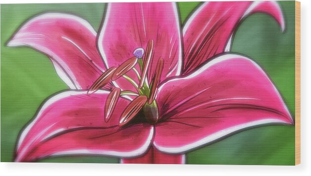 Flowers Wood Print featuring the digital art Art - Lily in the Field by Matthias Zegveld
