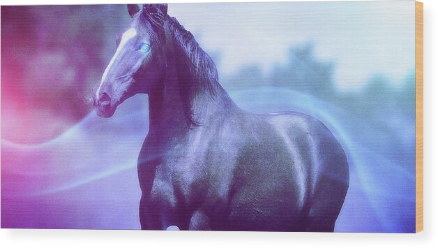 Fantasy Wood Print featuring the digital art Art - Mighty Horse by Matthias Zegveld