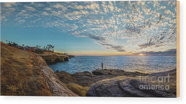 Beach Wood Print featuring the photograph As the Sun Sets at Sunset Cliffs by David Levin