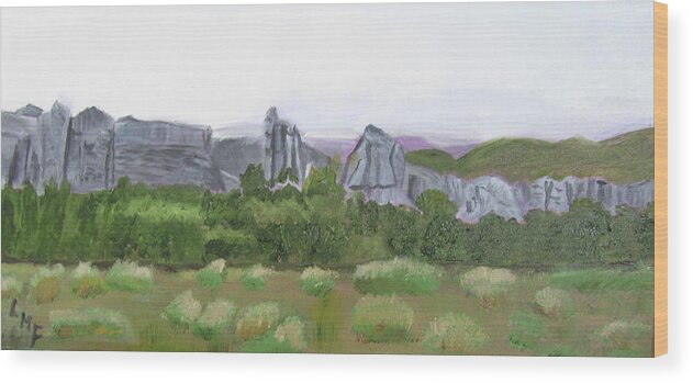 Idaho Wood Print featuring the painting City of Rocks climbing area by Linda Feinberg