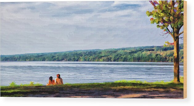 Cayuga Wood Print featuring the photograph Couple at the Lake Shore by Monroe Payne