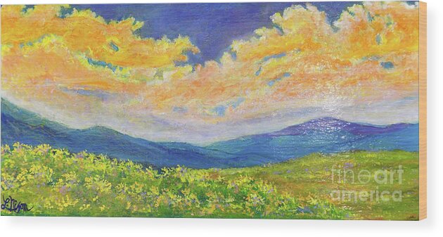 Landscape Wood Print featuring the painting Evening View Of The Blue Ridge by Lee Nixon