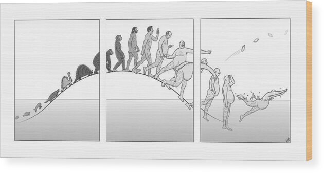 Captionless Wood Print featuring the drawing Evolution Of Man by Lila Ash