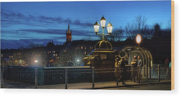 Cold Wood Print featuring the photograph Freezing dusk on Kelvinbridge by Micah Offman