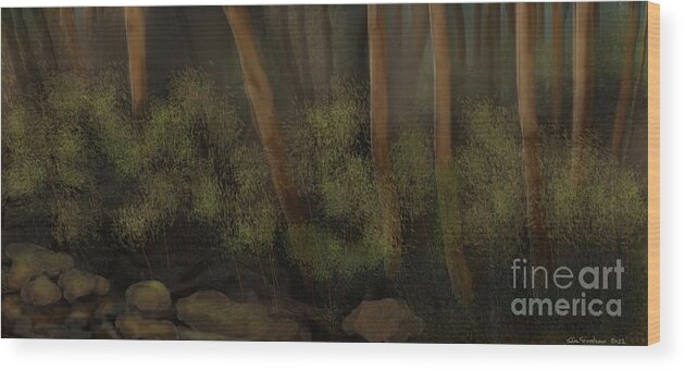 Bush Wood Print featuring the digital art Gum Nut Creek By Julie Grimshaw 2022 by Julie Grimshaw