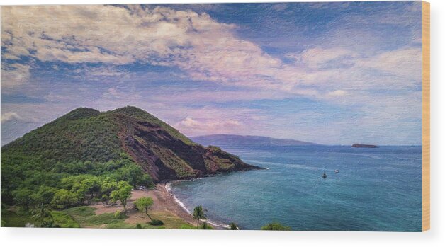 Big Beach Maui Wood Print featuring the photograph Maui Makena Crater by Chris Spencer