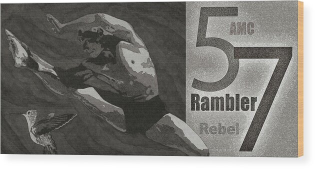 Muscle Cars Wood Print featuring the digital art Muscle Cars / 57 Rambler Rebel by David Squibb