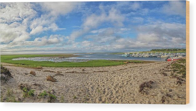 Outermost Harbor Wood Print featuring the photograph Outermost Harbor Morning Panoramic by Marisa Geraghty Photography