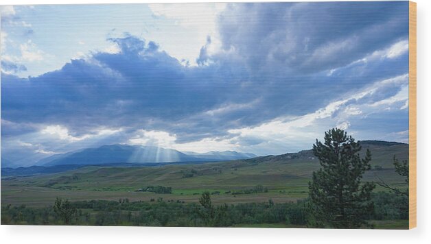 Red Lodge Wood Print featuring the photograph Sunbreak Near Red Lodge by Cathy Anderson