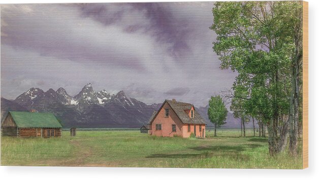 Grand Tetons National Park Wood Print featuring the photograph That Mormon Row Charm by Marcy Wielfaert