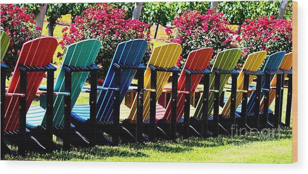 Lawn Chair Wood Print featuring the photograph The Colors of Happiness by Charlene Adler