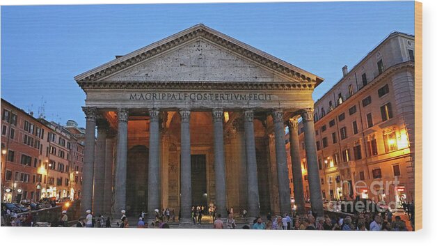 Pantheon Wood Print featuring the photograph The Pantheon at Dusk 1016 by Jack Schultz