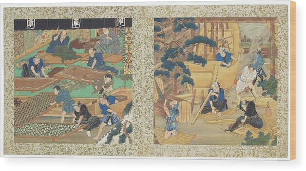 Utagawa Yoshiiku (1833–1904) Artisans And Events Of The Twelve Months 3 Wood Print featuring the painting Utagawa Yoshiiku by Artistic Rifki