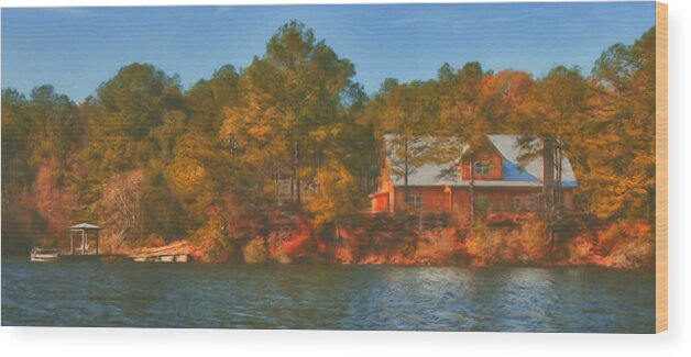Farm Wood Print featuring the photograph Lake House by Brenda Bryant