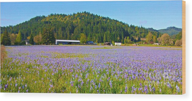 Camas Wood Print featuring the photograph Purple Field of Flowers by Mindy Bench