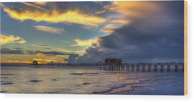 Naples Wood Print featuring the photograph Storm Over the Pier by Sean Allen