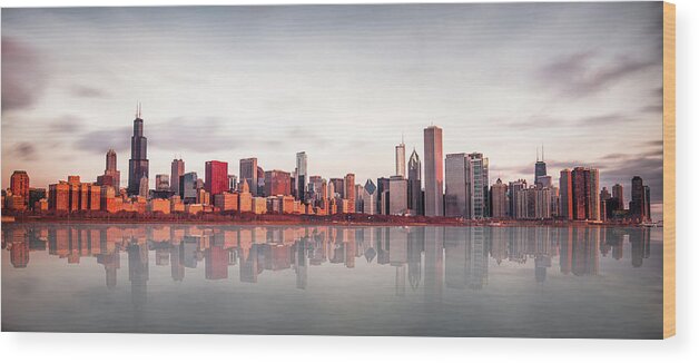 #faatoppicks Wood Print featuring the photograph Sunrise At Chicago by Marcin Kopczynski