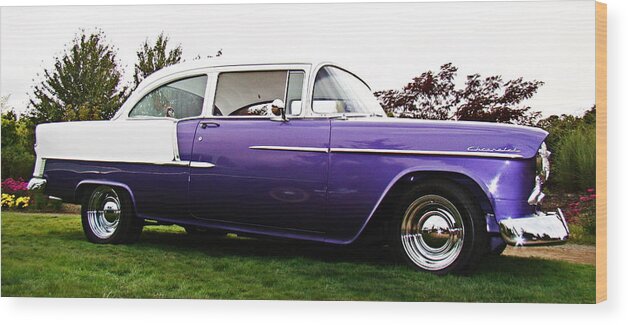 Auto Wood Print featuring the photograph 55 Chevy by Nick Kloepping