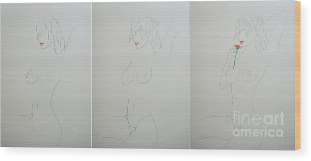 Nude Wood Print featuring the drawing Appearances by Kip Vidrine