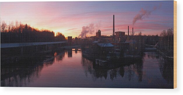 Lehtokukka Wood Print featuring the photograph Nokia Paper Mill #2 by Jouko Lehto