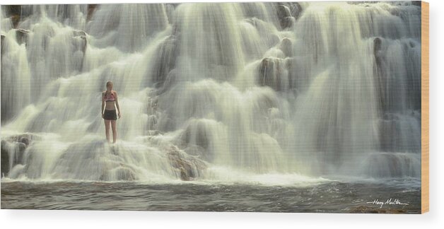 Landscape Wood Print featuring the photograph At The Falls by Harry Moulton
