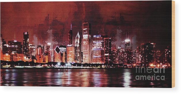 Chicago Wood Print featuring the painting Chicago City Art 99K by Gull G