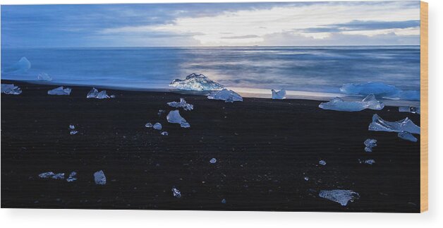 Ice Wood Print featuring the photograph Crystal Beach Iceland by Brad Scott