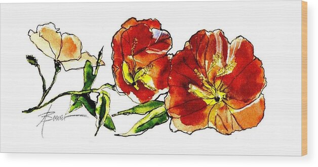 Flowers Wood Print featuring the painting Natural Beauty by Adele Bower