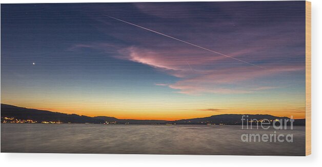 Lake-constance Wood Print featuring the photograph Sunset over Lake Constance #1 by Bernd Laeschke
