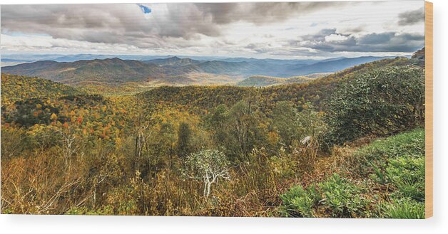 Blue Wood Print featuring the photograph Blue Ridge And Smoky Mountains Changing Color In Fall #60 by Alex Grichenko