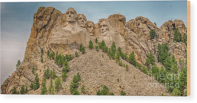 Mountain Wood Print featuring the photograph Mount Rushmore by Dheeraj Mutha