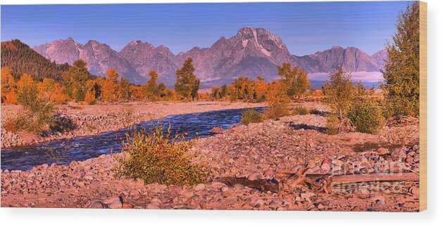 Spread Creek Wood Print featuring the photograph Streaming Toward The Tetons by Adam Jewell