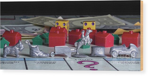 Monopoly Game Wood Print featuring the photograph Vintage Monopoly 4 by Mike Eingle